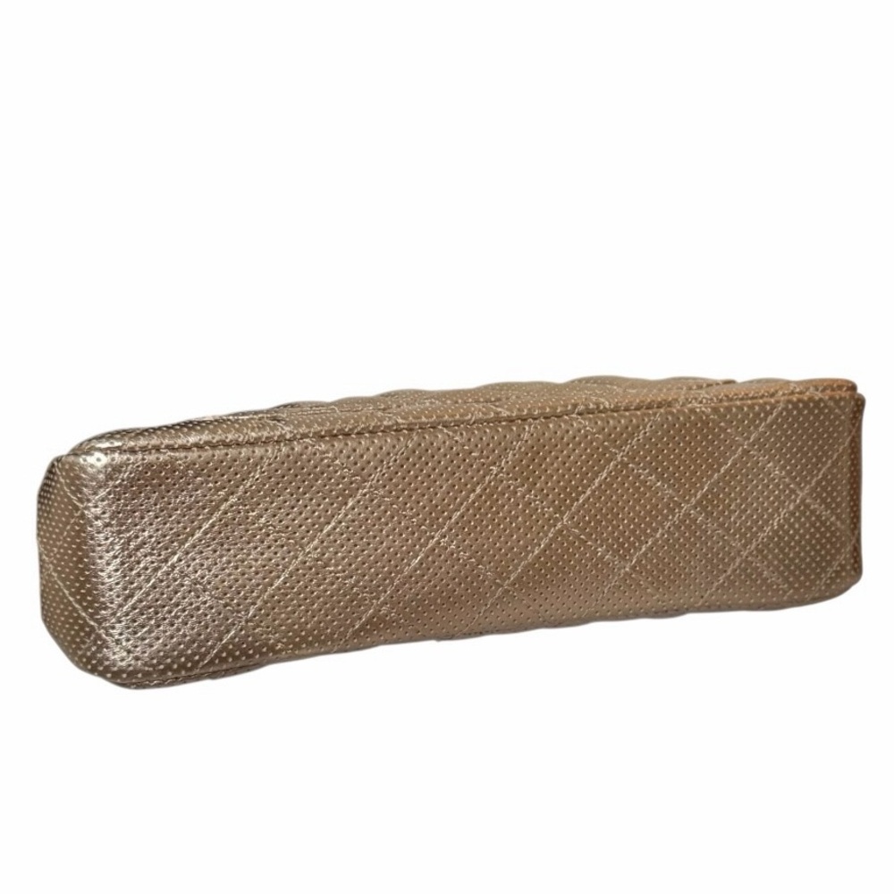 Ashneil Metallic Champagne Gold Quilted Perforated Flap Leather Shoulder Bag - Picture 6 of 11